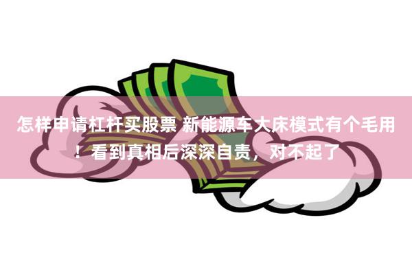 怎样申请杠杆买股票 新能源车大床模式有个毛用！看到真相后深深自责，对不起了