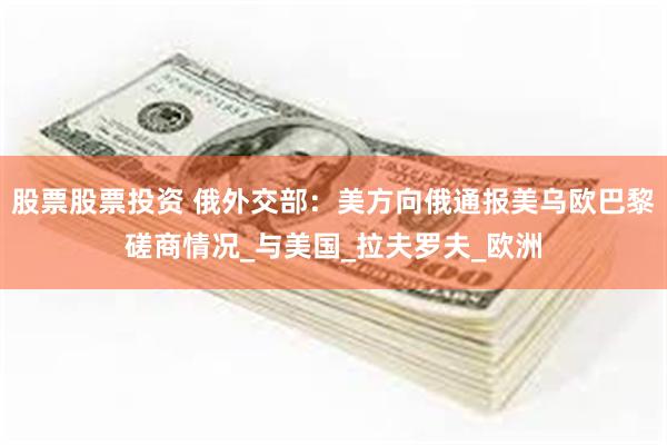 股票股票投资 俄外交部：美方向俄通报美乌欧巴黎磋商情况_与美国_拉夫罗夫_欧洲