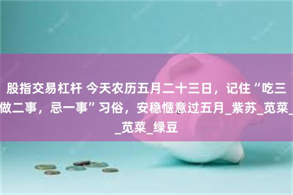 股指交易杠杆 今天农历五月二十三日，记住“吃三样，做二事，忌一事”习俗，安稳惬意过五月_紫苏_苋菜_绿豆